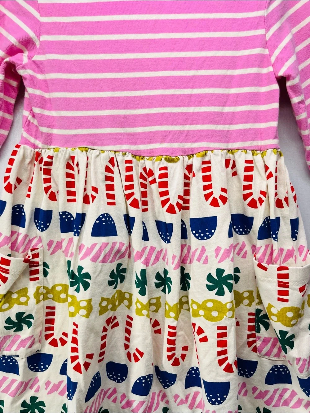 Hanna Andersson Pink Striped Top with‎ Multicolor Candy-Print Skirt